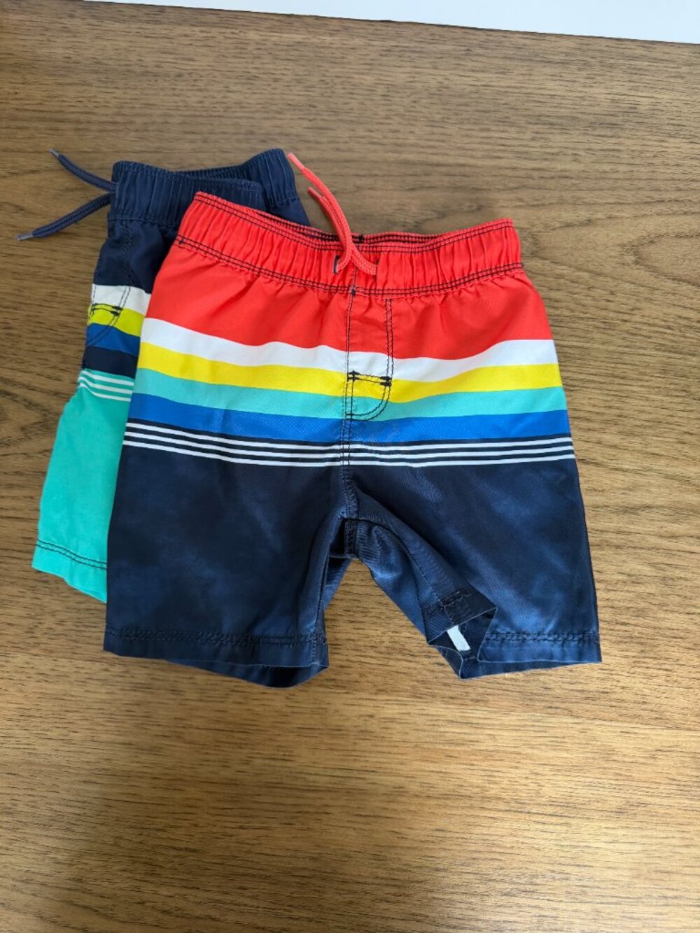 3 Pack Old Navy Boys Swim Shorts Trio - Orange, Teal & Navy with Stripe - Picture 3 of 6